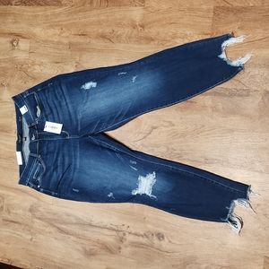 BNWT Judy Blue mid rise dark washed distressed skinny jeans 16w